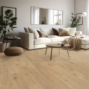 33629_132_room Mohawk Laminate in a warm light brown wood tone in a living room