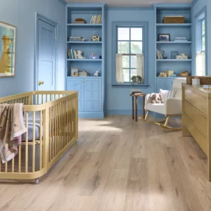 UV810_05024_Room COREtec Luxury Vinyl in a light natural wood color in a child's bedroom | Shoreline Flooring
